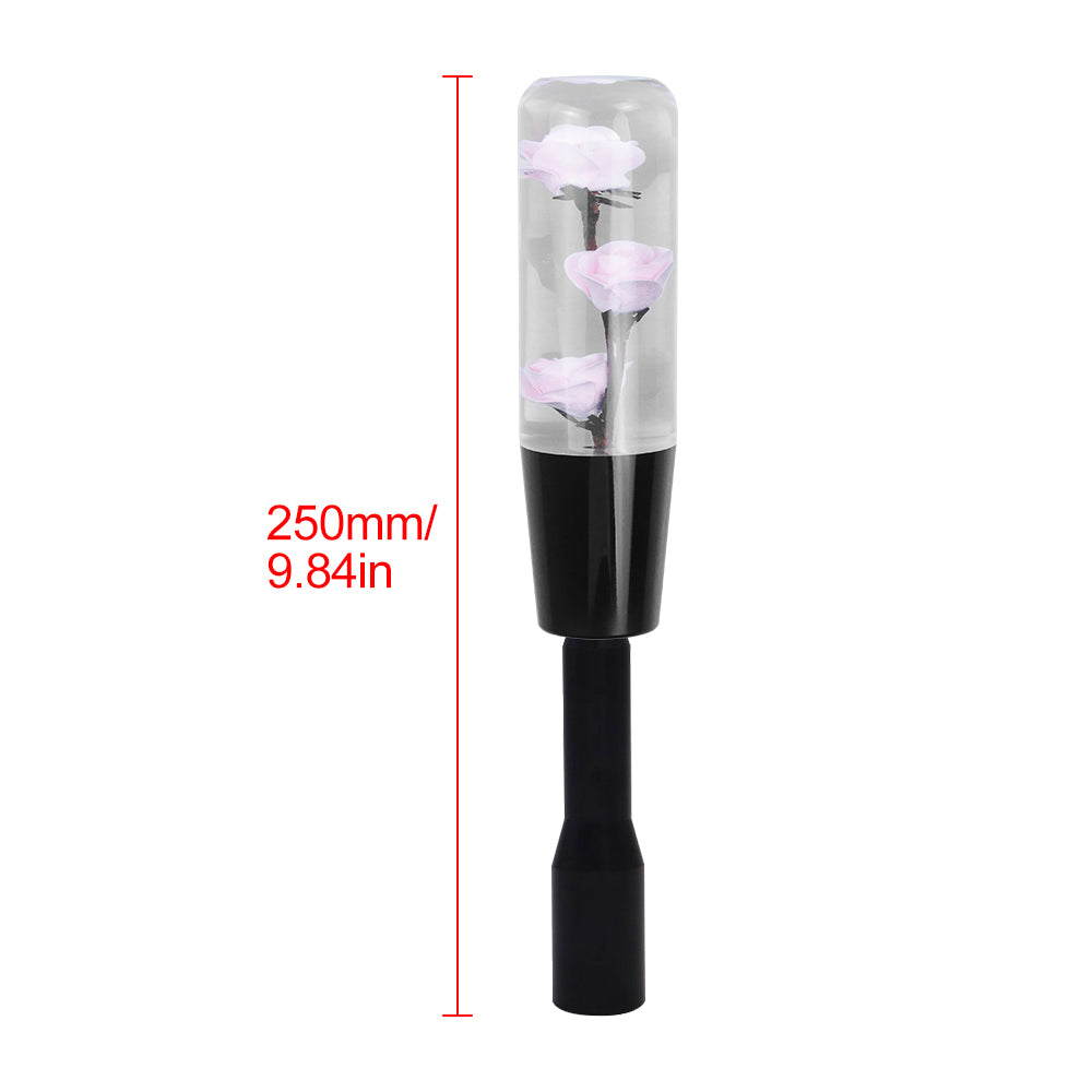 Brand New JDM 15CM Pink Real Flowers Manuel Gear Stick Shift Knob M8 M10 M12 & Black Shifter Extender Extension