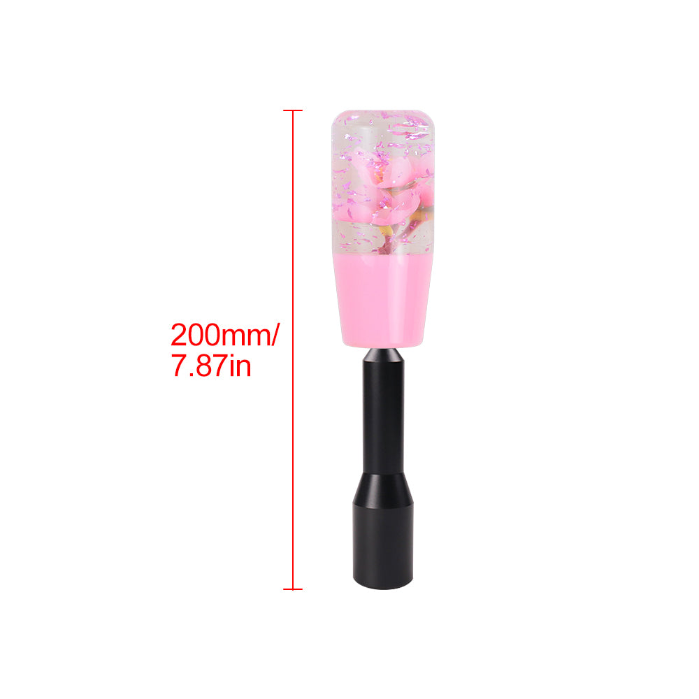 Brand New JDM Glitter Pink Rose Flowers Manuel Gear Stick Shift Knob M8 M10 M12 & Black Shifter Extender Extension