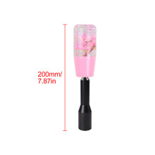 Load image into Gallery viewer, Brand New JDM Glitter Pink Rose Flowers Manuel Gear Stick Shift Knob M8 M10 M12 &amp; Black Shifter Extender Extension