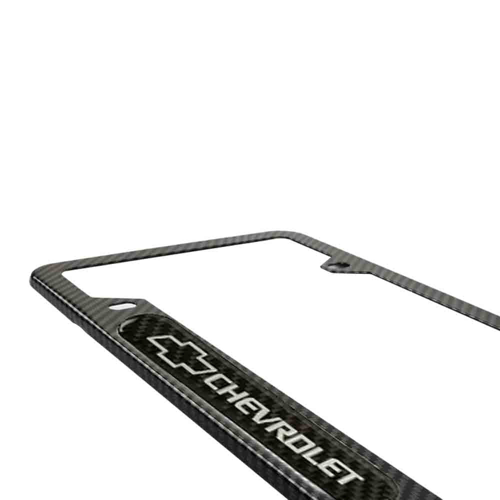 Brand New Universal 2PCS CHEVROLET Carbon Fiber Look Metal License Plate Frame
