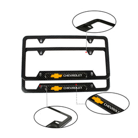 Brand New Universal 2PCS Chevrolet Carbon Fiber Look Metal License Plate Frame