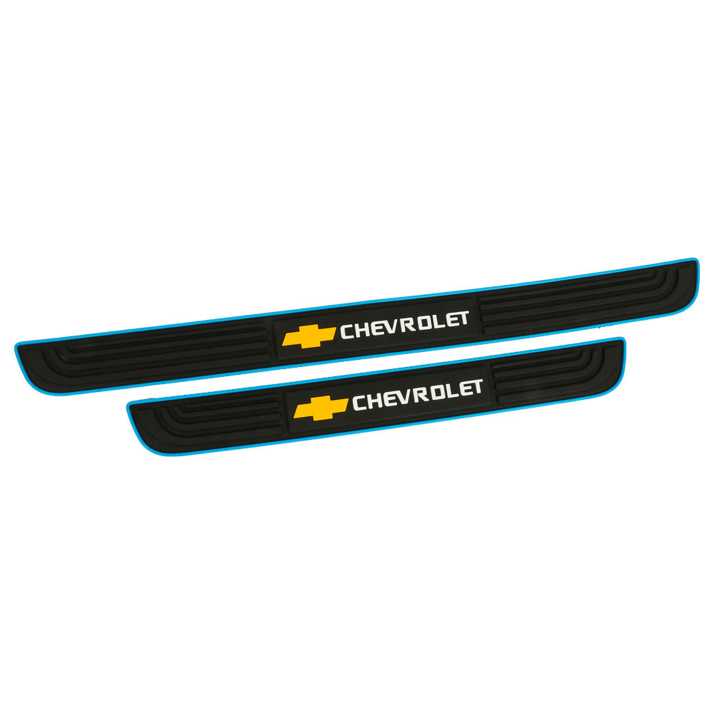 Brand New 4PCS Universal Chevrolet Blue Rubber Car Door Scuff Sill Cover Panel Step Protector
