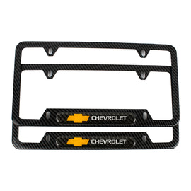 Brand New Universal 2PCS Chevrolet Carbon Fiber Look Metal License Plate Frame