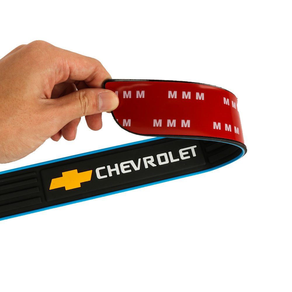 Brand New 4PCS Universal Chevrolet Blue Rubber Car Door Scuff Sill Cover Panel Step Protector