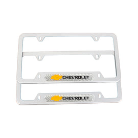 Brand New Universal 2PCS Chevrolet Silver Metal License Plate Frame