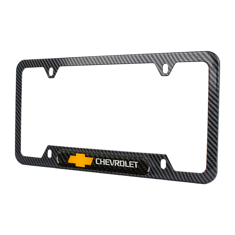Brand New Universal 2PCS Chevrolet Carbon Fiber Look Metal License Plate Frame