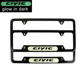 Brand New Universal 2PCS HONDA CIVIC Black Metal License Plate Frame