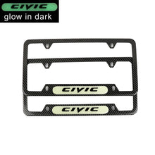 Load image into Gallery viewer, Brand New Universal 2PCS HONDA CIVIC Carbon Fiber Style Metal License Plate Frame