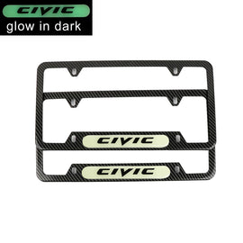Brand New Universal 2PCS HONDA CIVIC Carbon Fiber Style Metal License Plate Frame