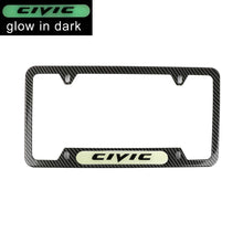 Load image into Gallery viewer, Brand New Universal 2PCS HONDA CIVIC Carbon Fiber Style Metal License Plate Frame