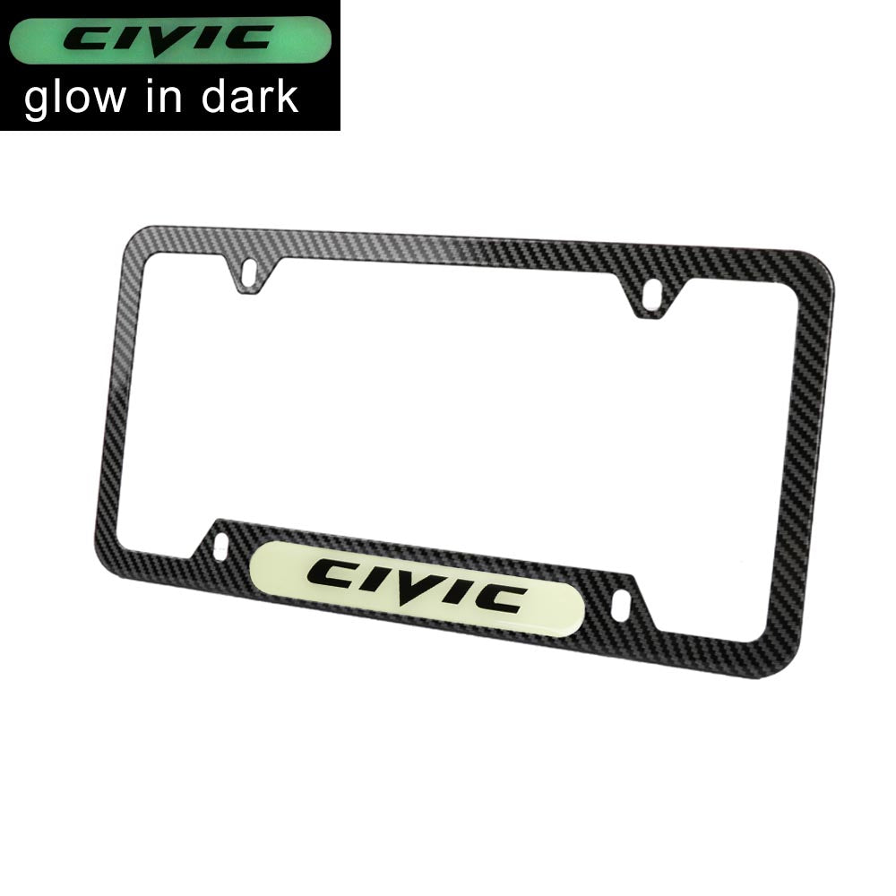 Brand New Universal 2PCS HONDA CIVIC Carbon Fiber Style Metal License Plate Frame