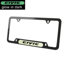Load image into Gallery viewer, Brand New Universal 2PCS HONDA CIVIC Carbon Fiber Style Metal License Plate Frame