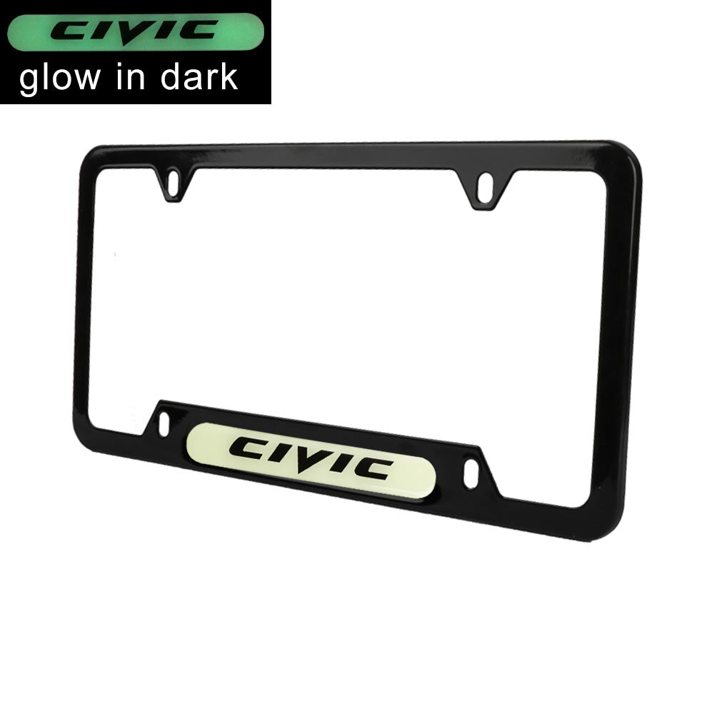 Brand New Universal 2PCS HONDA CIVIC Black Metal License Plate Frame