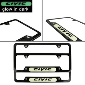 Brand New Universal 2PCS HONDA CIVIC Black Metal License Plate Frame
