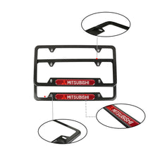 Load image into Gallery viewer, Brand New Universal 2PCS MITSUBISHI Carbon Fiber Look Metal License Plate Frame