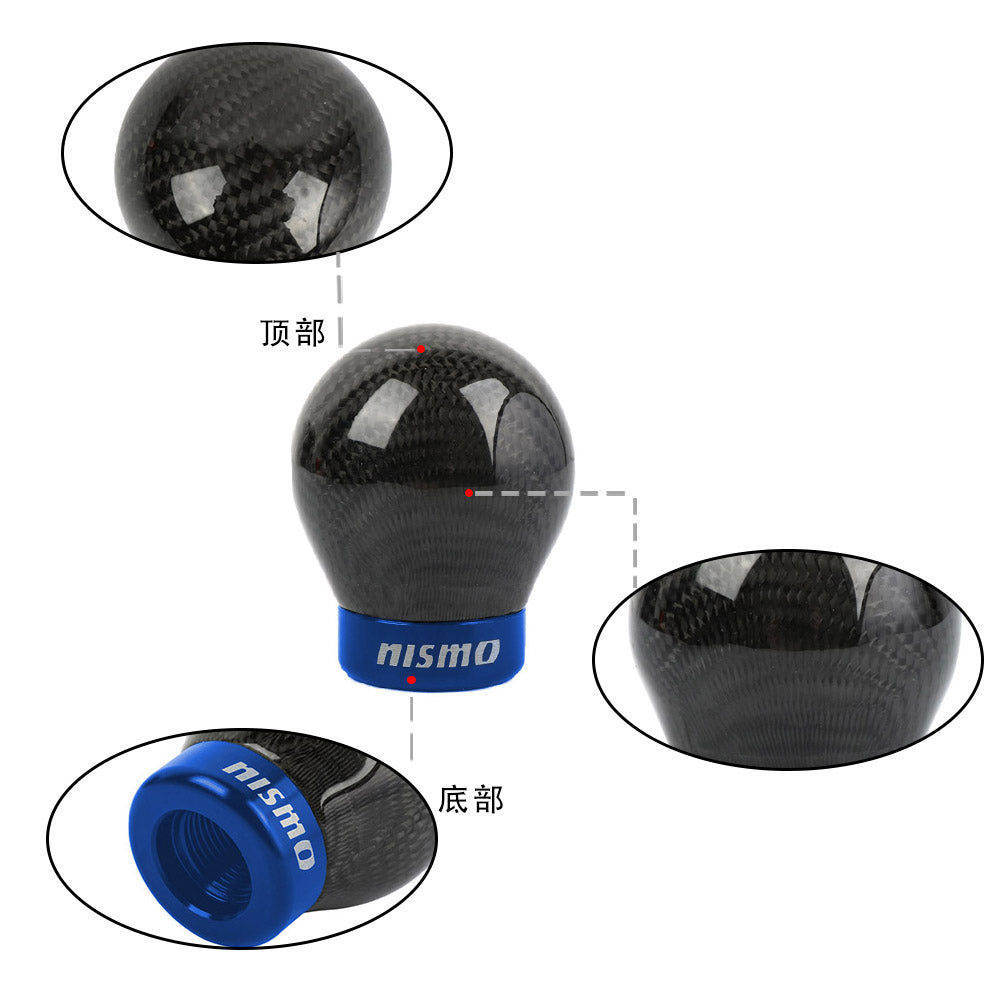Brand New Nismo Universal Real Carbon Fiber Round Ball Manual Car Racing Gear Shift Knob Shifter M12 M10 M8