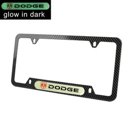 Brand New Universal 1PCS Dodge Carbon Fiber Style Metal License Plate Frame