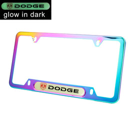 Brand New Universal 1PCS DODGE Neo Chrome Metal License Plate Frame