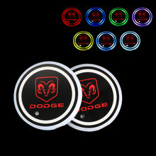 Load image into Gallery viewer, BRAND NEW UNIVERSAL V2 2PCS DODGE Switchable Seven Colorful LED Car Cup Holder Mat Coaster Pad