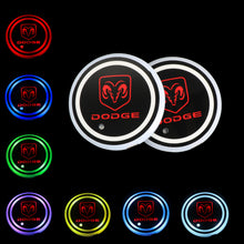 Load image into Gallery viewer, BRAND NEW UNIVERSAL V2 2PCS DODGE Switchable Seven Colorful LED Car Cup Holder Mat Coaster Pad