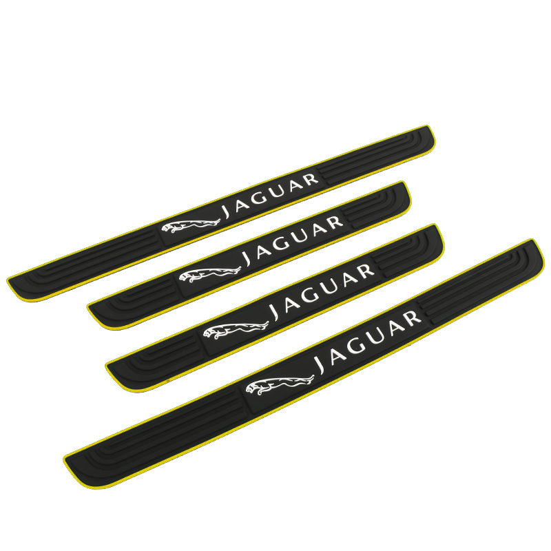 Brand New 4PCS Universal Jaguar Yellow Rubber Car Door Scuff Sill Cover Panel Step Protector