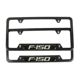 Brand New Universal 2PCS F-150 Carbon Fiber Look Metal License Plate Frame