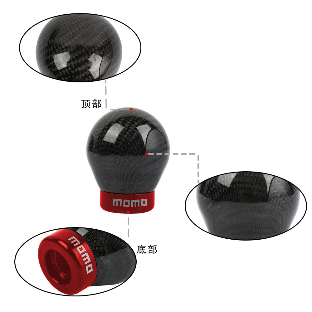 Brand New Momo Universal Real Carbon Fiber Round Ball Manual Car Racing Gear Shift Knob Shifter M12 M10 M8
