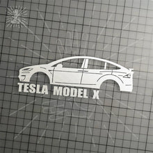Load image into Gallery viewer, Brand New Tesla Model X Car Window Vinyl Decal White Windshield Sticker 2&quot; x4.25