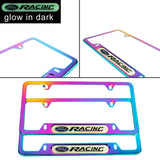 Brand New Universal 2PCS FORD RACING Neo Chrome Metal License Plate Frame