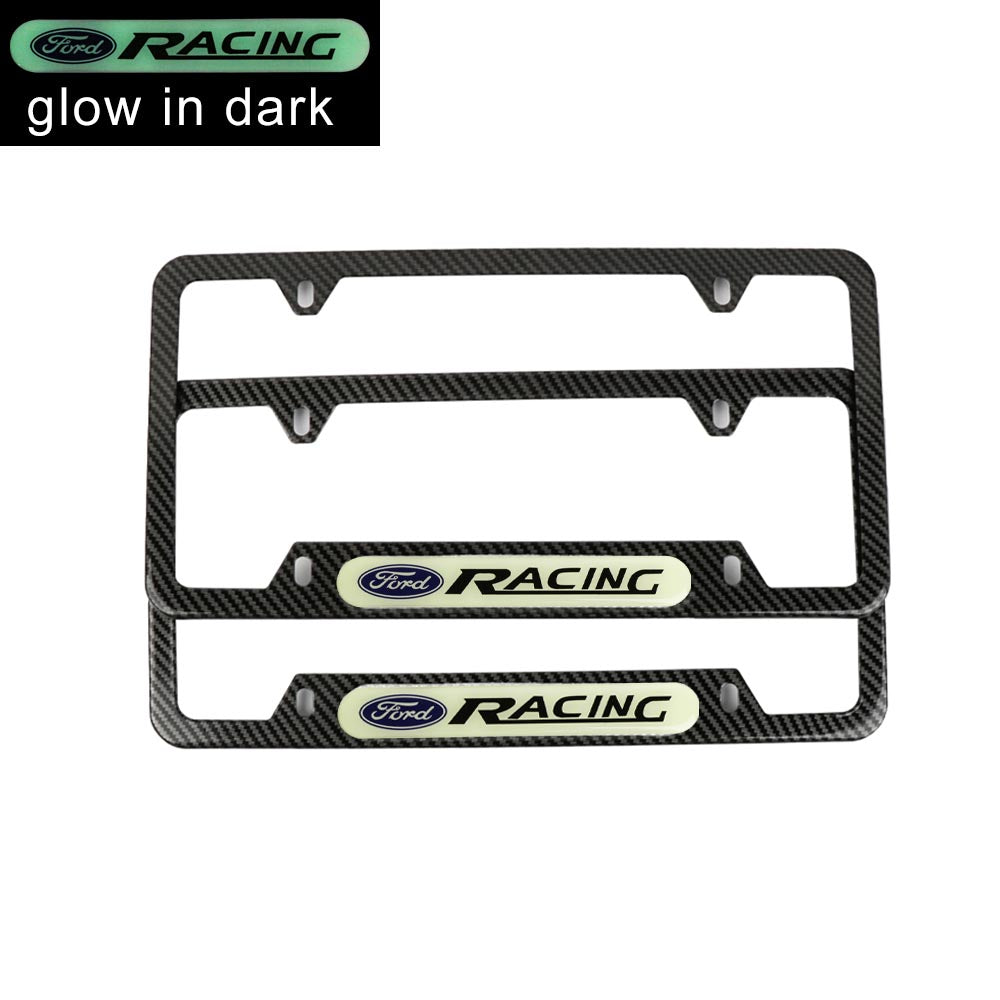 Brand New Universal 2PCS Ford Racing Carbon Fiber Style Metal License Plate Frame