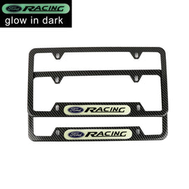 Brand New Universal 2PCS Ford Racing Carbon Fiber Style Metal License Plate Frame