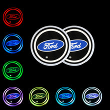 Load image into Gallery viewer, BRAND NEW UNIVERSAL V2 2PCS FORD Switchable Seven Colorful LED Car Cup Holder Mat Coaster Pad