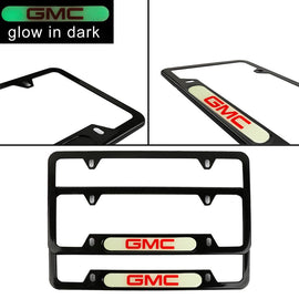 Brand New Universal 2PCS GMC Black Metal License Plate Frame