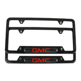 Brand New Universal 2PCS GMC Carbon Fiber Look Metal License Plate Frame