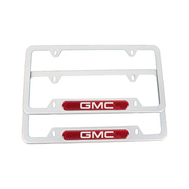 Brand New Universal 2PCS GMC Silver Metal License Plate Frame
