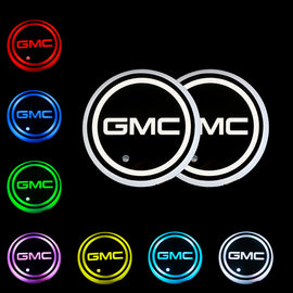 BRAND NEW UNIVERSAL V2 2PCS GMC Switchable Seven Colorful LED Car Cup Holder Mat Coaster Pad