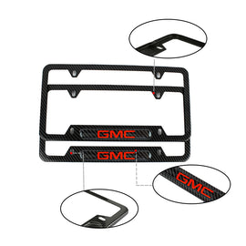 Brand New Universal 2PCS GMC Carbon Fiber Look Metal License Plate Frame