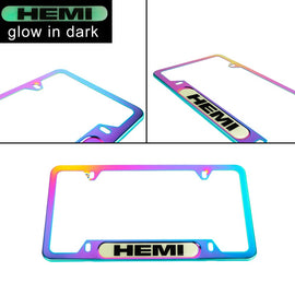 Brand New Universal 1PCS HEMI Neo Chrome Metal License Plate Frame