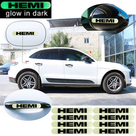 Brand New 8PCS HEMI Glows in Dark Green Car Trunk Side Fenders Door Badge Scratch Guard Sticker