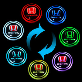 BRAND NEW UNIVERSAL V2 2PCS HONDA Switchable Seven Colorful LED Car Cup Holder Mat Coaster Pad