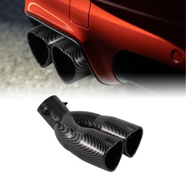 Brand New Universal Dual Carbon Fiber Look Heart Shaped Stainless Steel Car Exhaust Pipe Muffler Tip Trim Curve