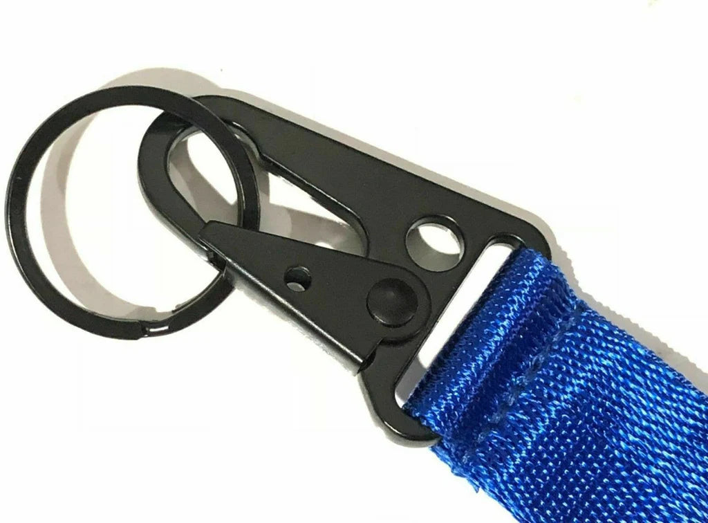 BRAND NEW TESLA BLUE Racing Keychain Metal key Ring Hook Strap Lanyard Universal