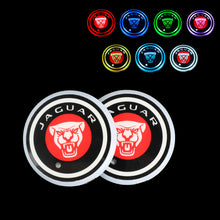 Load image into Gallery viewer, BRAND NEW UNIVERSAL V2 2PCS JAGUAR FACE Switchable Seven Colorful LED Car Cup Holder Mat Coaster Pad