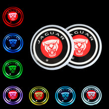 Load image into Gallery viewer, BRAND NEW UNIVERSAL V2 2PCS JAGUAR FACE Switchable Seven Colorful LED Car Cup Holder Mat Coaster Pad