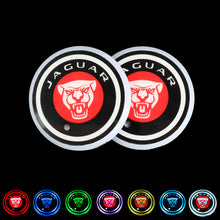 Load image into Gallery viewer, BRAND NEW UNIVERSAL V2 2PCS JAGUAR FACE Switchable Seven Colorful LED Car Cup Holder Mat Coaster Pad