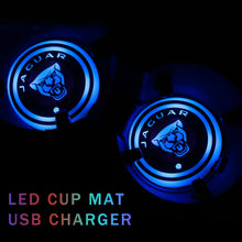 Load image into Gallery viewer, BRAND NEW UNIVERSAL V2 2PCS JAGUAR FACE Switchable Seven Colorful LED Car Cup Holder Mat Coaster Pad