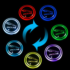 BRAND NEW UNIVERSAL V2 2PCS JAGUAR Switchable Seven Colorful LED Car Cup Holder Mat Coaster Pad