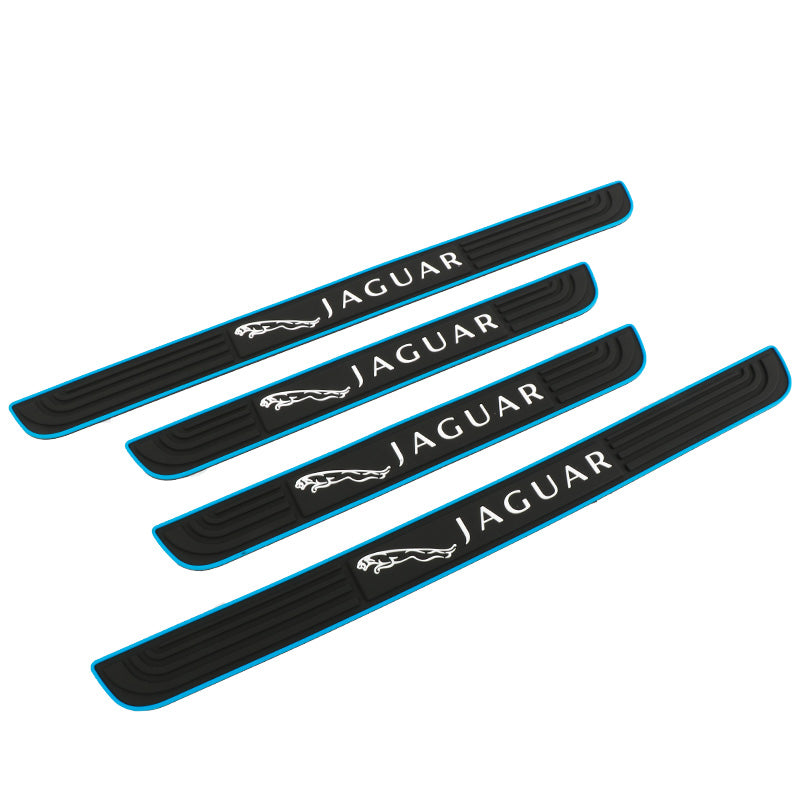 Brand New 4PCS Universal Jaguar Blue Rubber Car Door Scuff Sill Cover Panel Step Protector