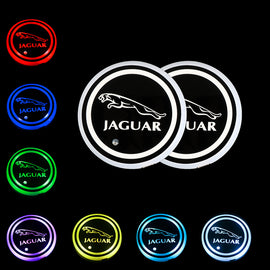 BRAND NEW UNIVERSAL V2 2PCS JAGUAR Switchable Seven Colorful LED Car Cup Holder Mat Coaster Pad