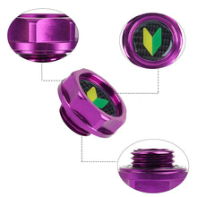 Load image into Gallery viewer, Brand New JDM Purple Engine Oil Cap With Real Carbon Fiber JDM LEAF Sticker Emblem For Nissan